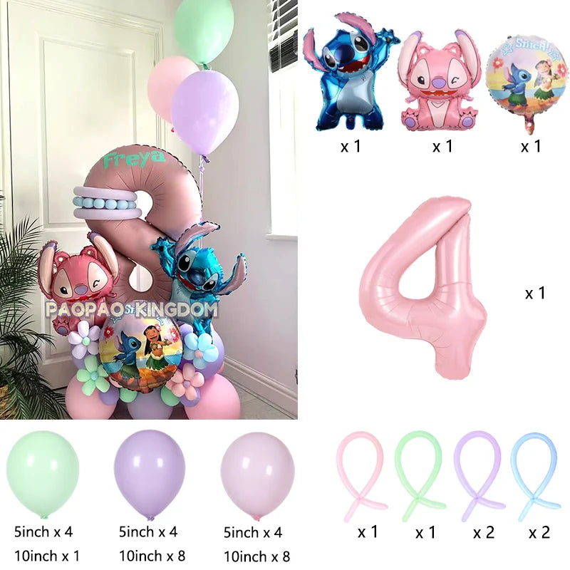 Lilo & Stitch Party Balloons Stitch Number Balloon Garland Arch Kit Baby Shower Birthday Party Decor Kids Toy Gift