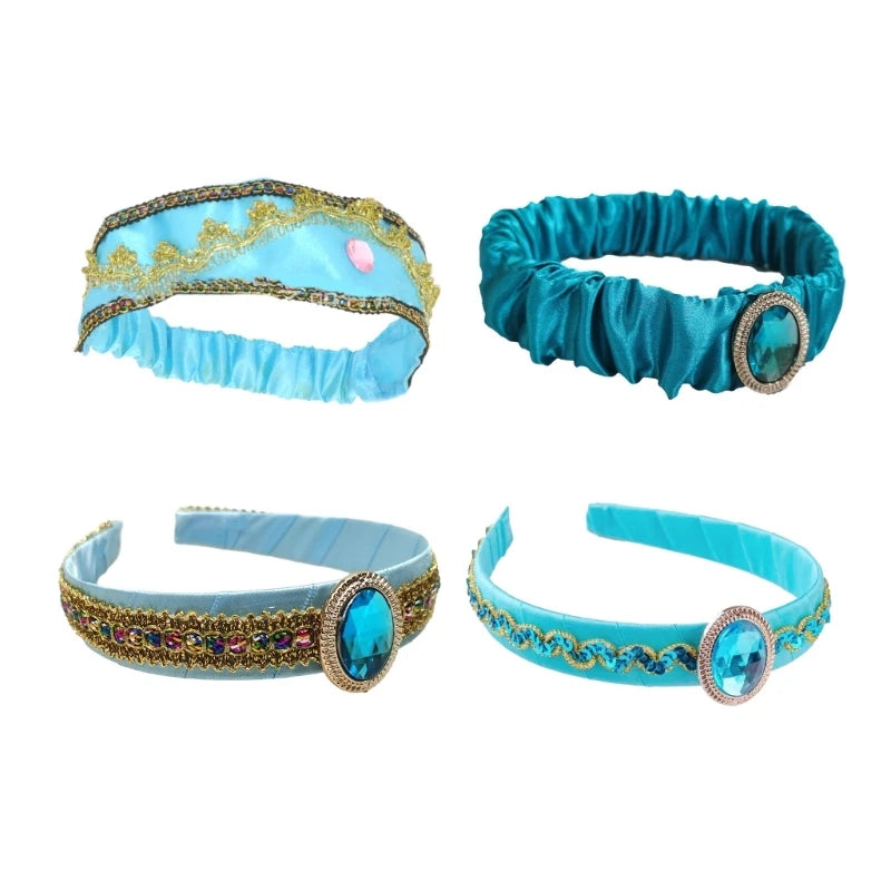 Girls Jasmine Headbands with Large Crystal Headwear Princess Arabian Hair Bands Arabian Princess Hair Bands Headpiece Wholesale