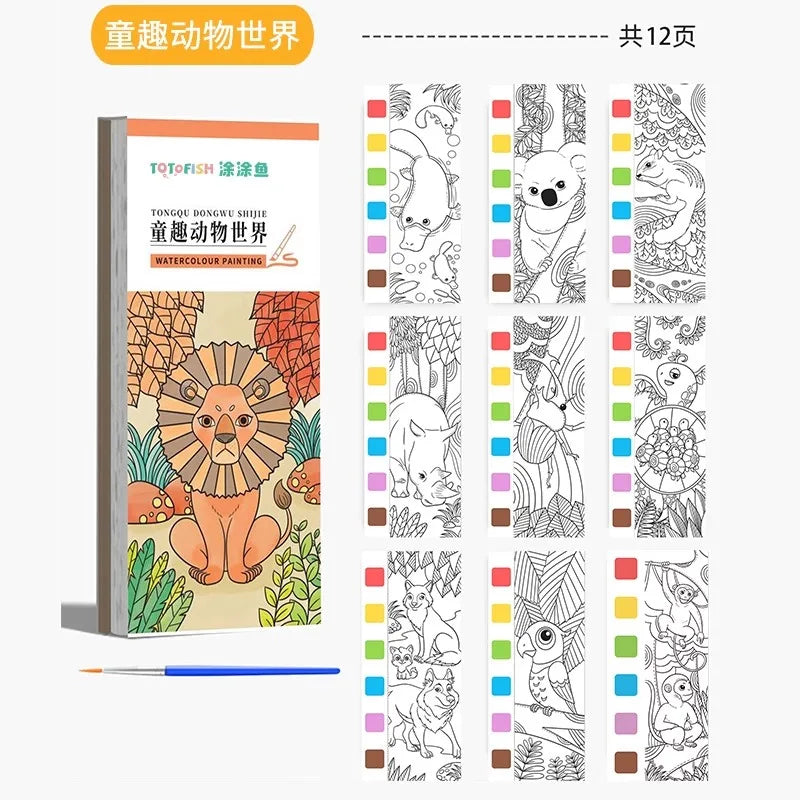 Children Coloring Books Arts Beginners Water Colour Paiting Note With Pigment Kindergarten Handicraft DIY Drawing Book Kid Gift