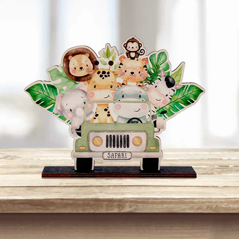 Animal Wildone Wooden Ornament Jungle Safri One Year 1st Birthday Party Decor Kids The Little Mermaid Party Decor Baby Shower