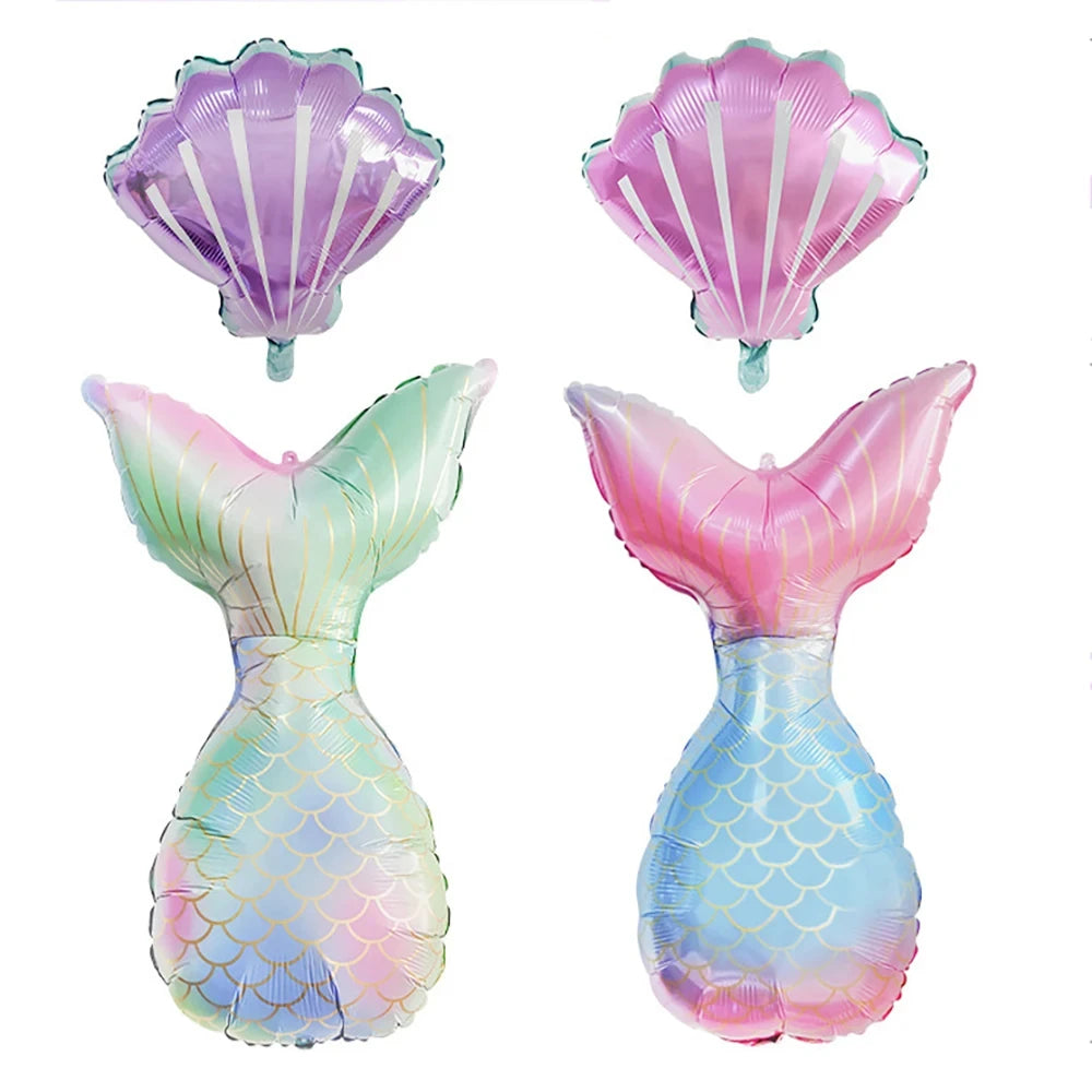 20pcs Mermaid Tail Shell Colorful Paper Balloon Set with Mermaid Theme Birthday Wedding Party Decoration Balloon