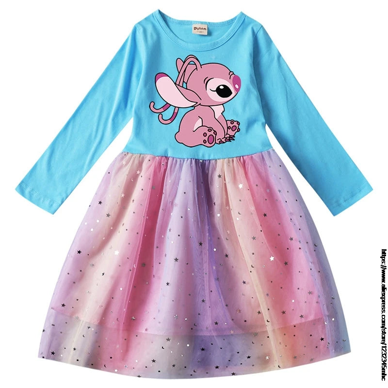 Spring Summer New Children Day Girl Dress Cosplay Costume For Lilo And Stitch Girl Lace Party Birthday Pincess Children Clothing