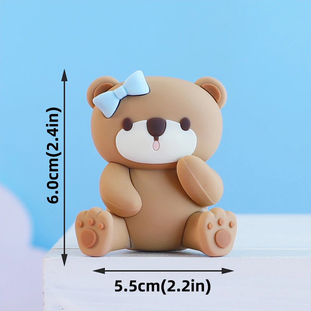 Bear Cake Toppers for Boy or Girl Baby Shower Children's Birthday Party Decoration Hot Air Balloon Cake Topper Pink Blue Green