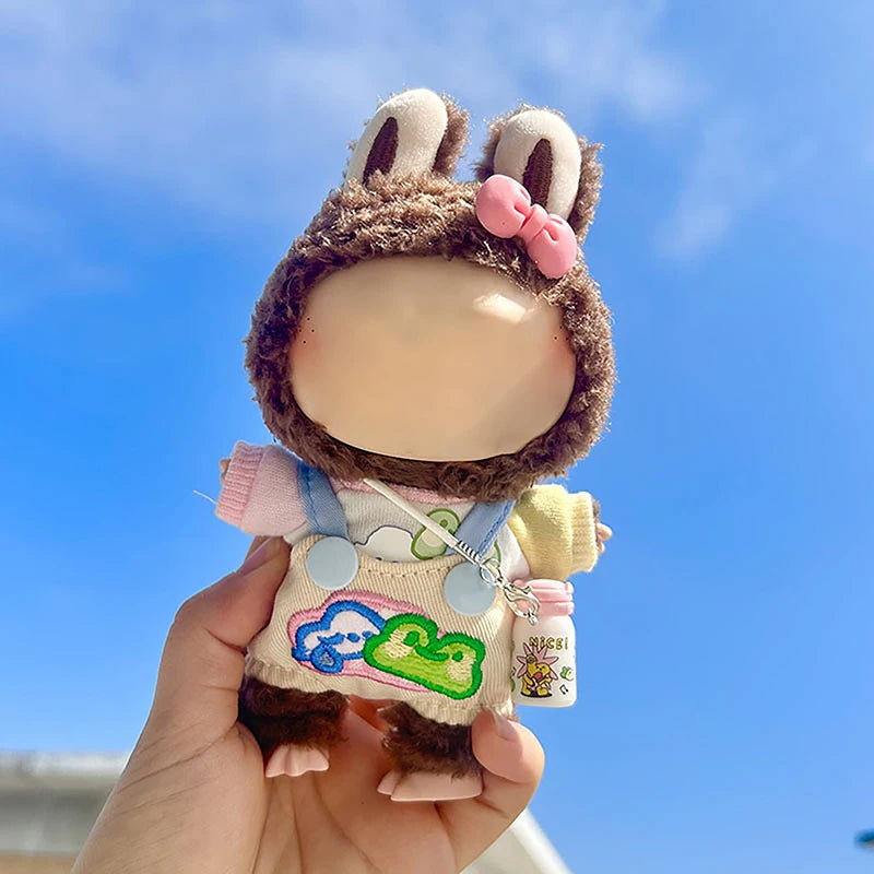 Cute Mini Plush Doll'S Clothes Outfit Only Clothing Accessories For 17cm Labubu Dolls Sweater Hoodie Clothing DIY Kids Gifts