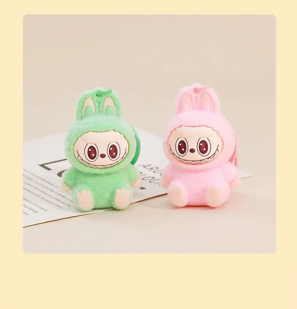 Cute Labubu Doll Pendant Keychain Exquisite Doll Fluff Pvc Toy Phone Ornaments Bag Charms Car Key Chain Kawaii Accessories Gifts
