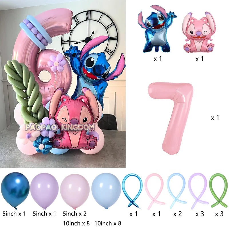 Lilo & Stitch Party Balloons Stitch Number Balloon Garland Arch Kit Baby Shower Birthday Party Decor Kids Toy Gift