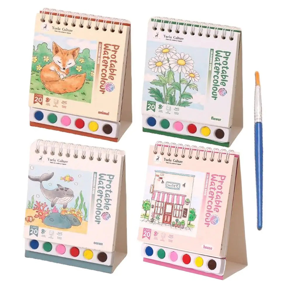Coloring Book 20 Pages Portable Watercolor Coloring Book Kindergarten Colored Graffiti Enlightenment Note Picture Book