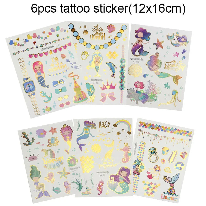 Little Mermaid Party Favors Memmaid Glasses/Tattoo Stickers/Headband/Clap Circle Toy Girls Birthday party gift Decor Baby Shower