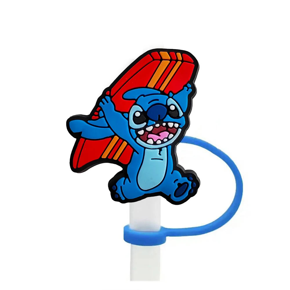 Cute Stitch Cartoon Silicone Straw Covers For Water Glass Bottle Drinking Dust Cap Straw Tips Cover Cup Accessories For 10mm