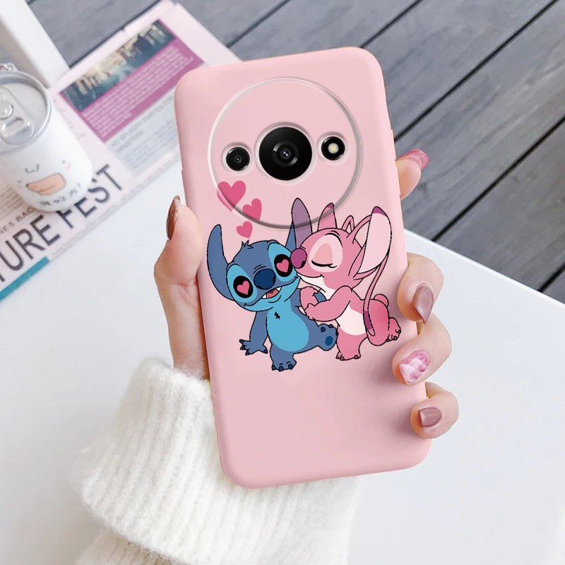For Redmi A3 Phone Case Soft Silicone Shockproof Super cute Stitch Love?Cover For Xiaomi Redmi A3 Shell RedmiA3 A 3 Bumper Shell