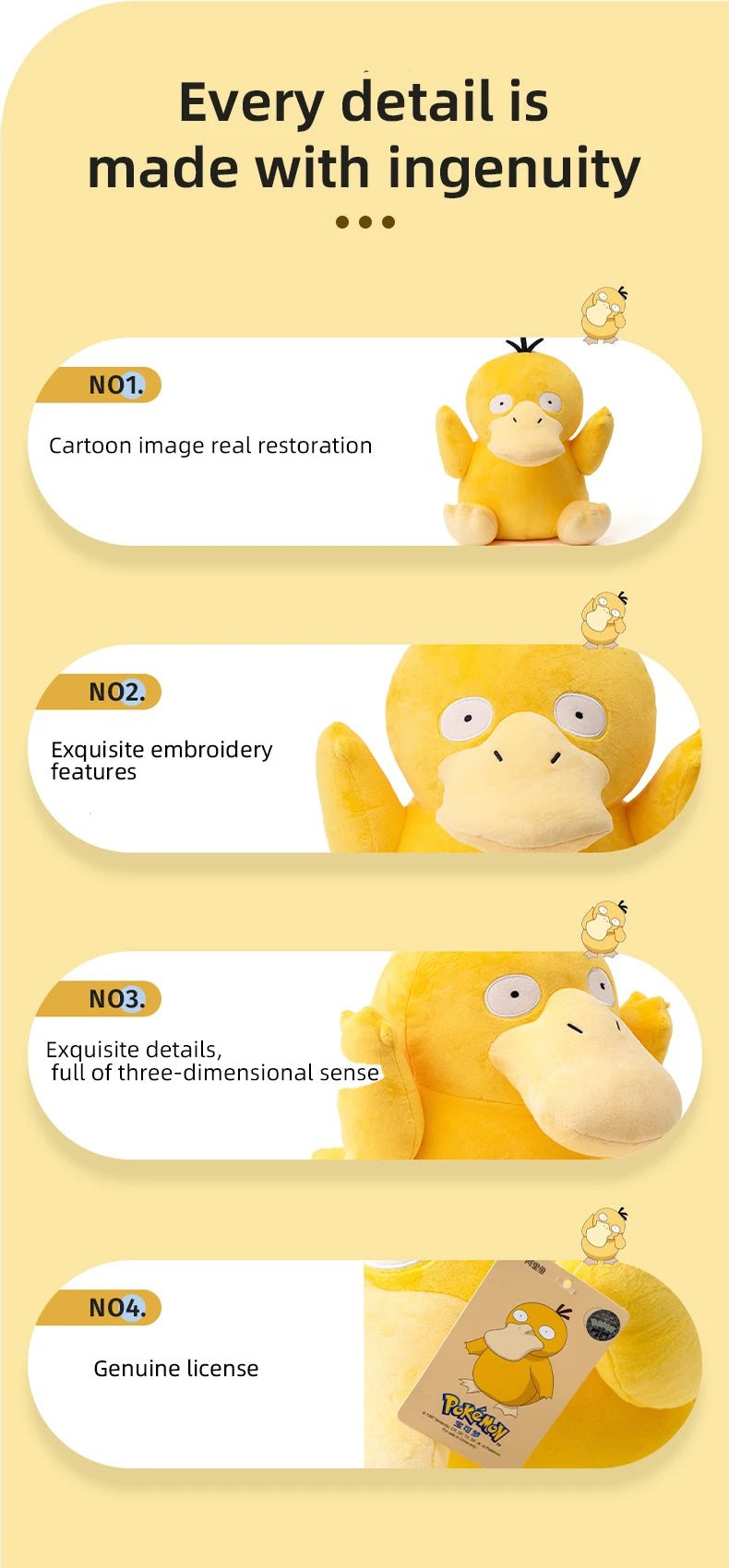 Pokemon Kawaii Psyduck Stuffed Toys Cartoon&Cute Plush Dolls Throw Pillow Birthday Gift  For Kids Friends Boys Home Decoration