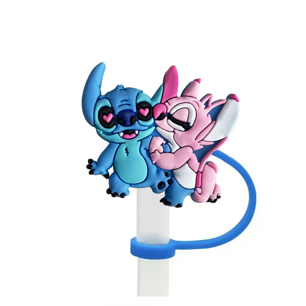 Cute Stitch Cartoon Silicone Straw Covers For Water Glass Bottle Drinking Dust Cap Straw Tips Cover Cup Accessories For 10mm