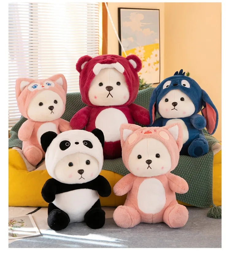 50cm Stitch Transforms Cute Bear Doll Stitch Teddy Bear Plush Toys Strawberry Bear Valentine's Day Gift for Girls