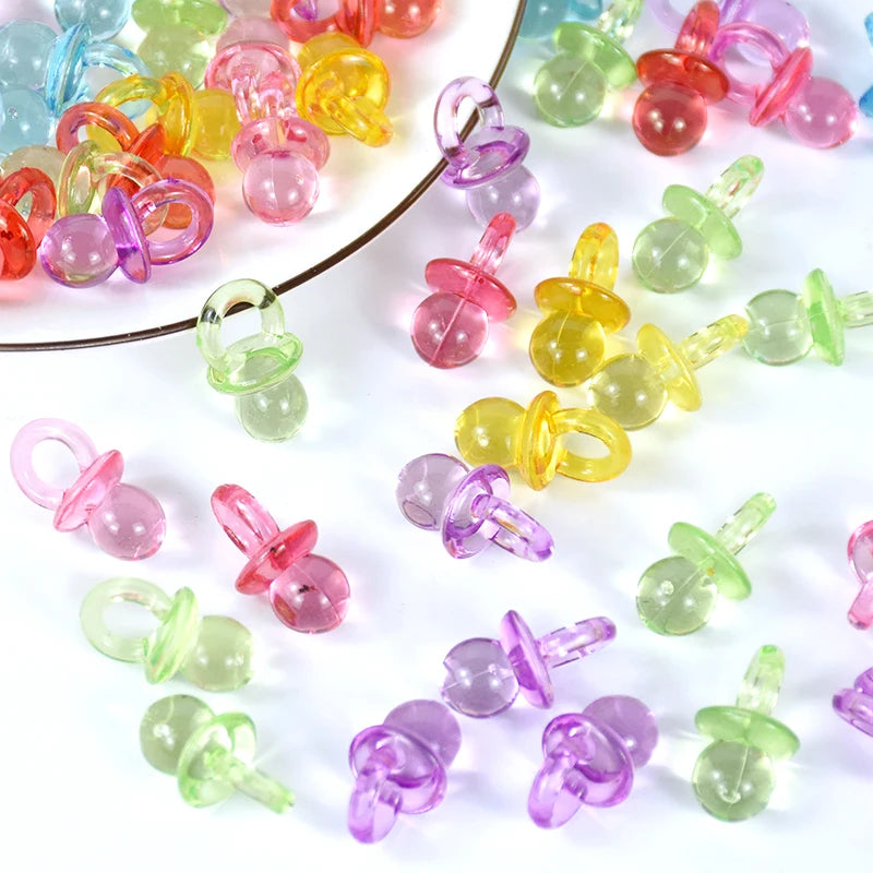 50pcs Mini Acrylic Blue Pink Pacifier Nipple Gender Reveal Table Scatter for Baby Shower Kids Birthday Party Decoration Supplies