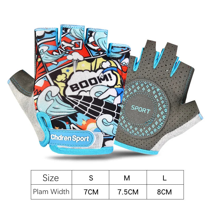 Children's Sports Fingerless Gloves Bicycle Boy Girl Cycling Anti-Wear Kids Roller Skating Training Exercise Protection Gloves