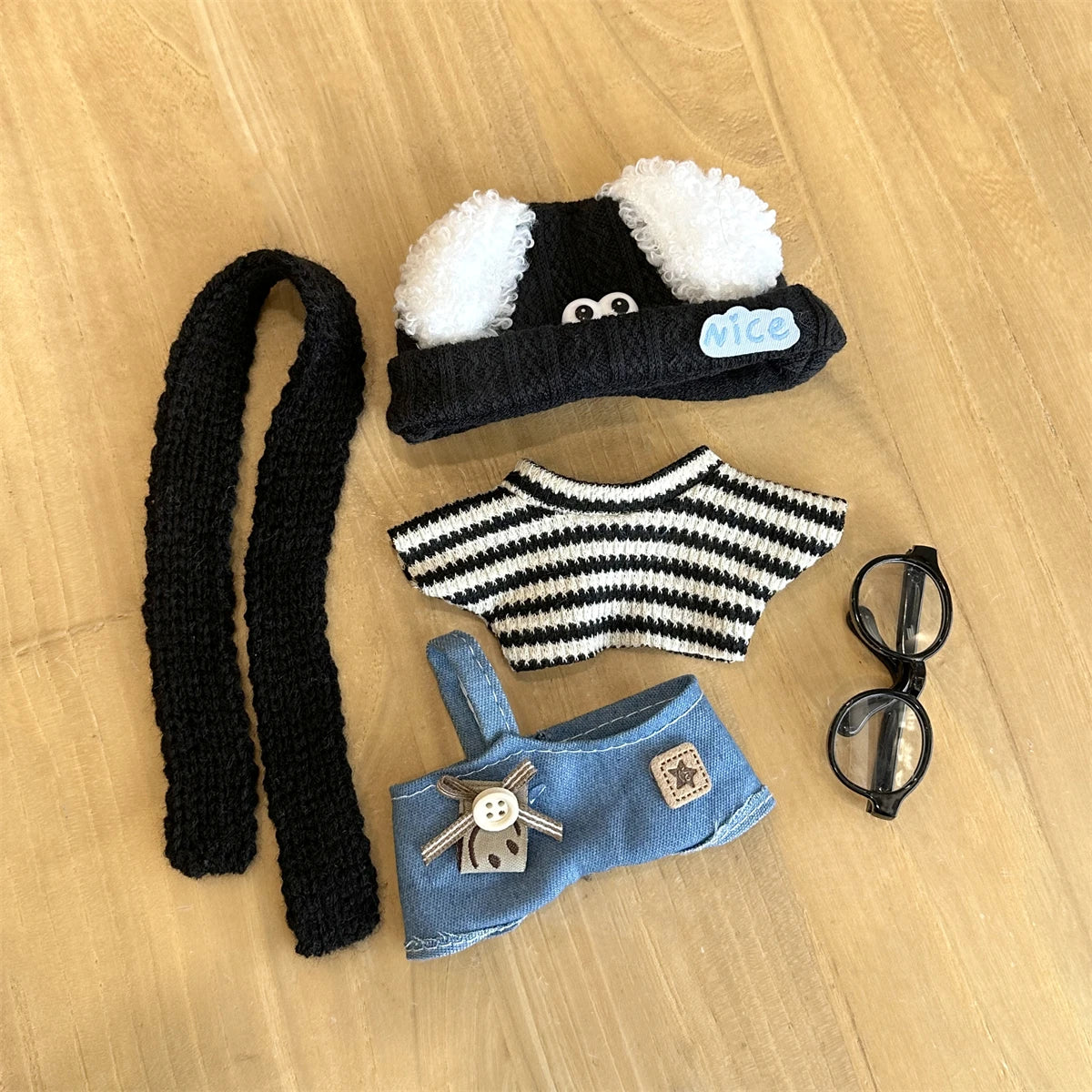 17cm Mini Plush Doll'S Clothes Outfit Accessories For Korea Kpop Exo Labubu Idol Striped clothes eyes shoes suit Clothing Gift