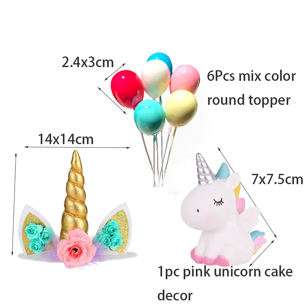 Cyuan Unicorn Birthday Cake Wings Decor Cartoon Unicorn Cake Toppers Birthday Party Decoration Kids Cupcake Wrappers Cake Topper