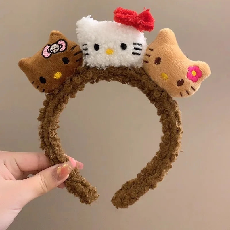 Sanrio Hello Kitty Plush Headband Cute Cartoon Makeup Headwear Hair Accessories Highly Attractive Charm Holiday Gifts