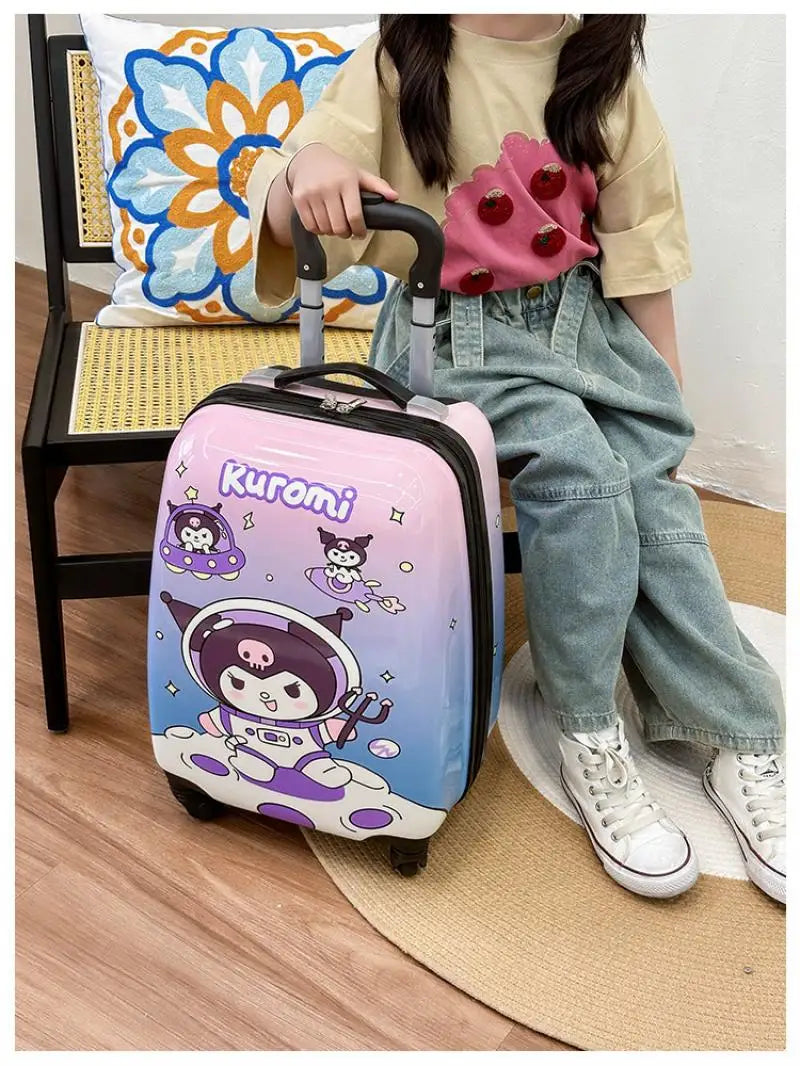 New 18-Inch Suitcase Kawaii Kuromi Kids Trolley Case Student Cartoon Luggage Girls Travel Portable Boarding Case Kids Toys Gift