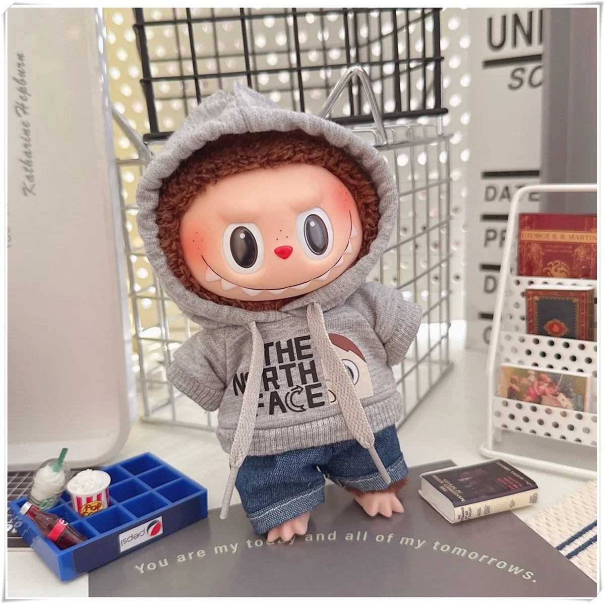 15/17cm Labubu V1 V2 Doll Clothing Fashion Hoodie and Pants Set Korean Idol Trendy DIY Doll Clothing Accessories Toy Gift