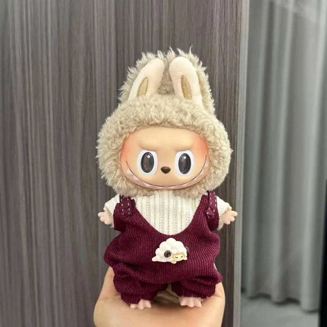For Labubu Sitting Party Series  Classic Dress Grid Style Small Fragrance For Labubu v1 v2 Kid Gift Labubu Clothes Design style