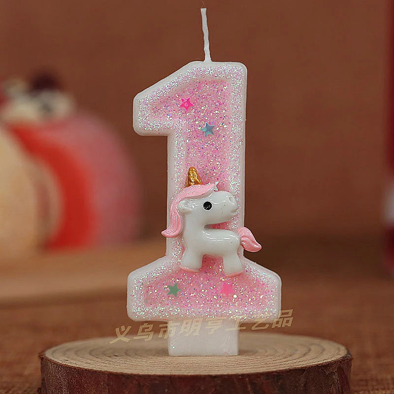 Sparklers Birthday Candle 1 Years Pink Unicorn Original Birthday Candles for Cake Blue Children's Birthday Candle