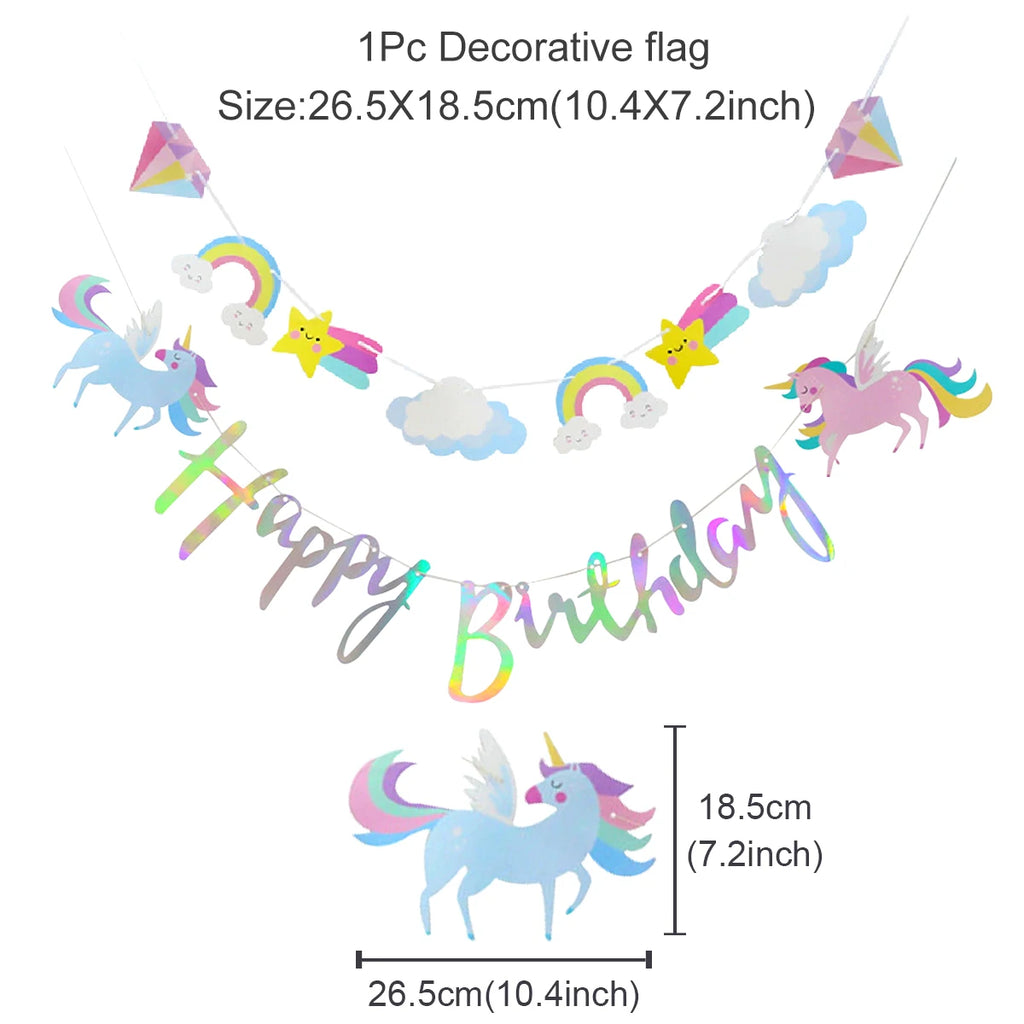 Unicorn Disposable Tableware Balloon Birthday Party Decoration Baby Shower Girl Kids Unicorn Decor 1st Birthday Party Supplies