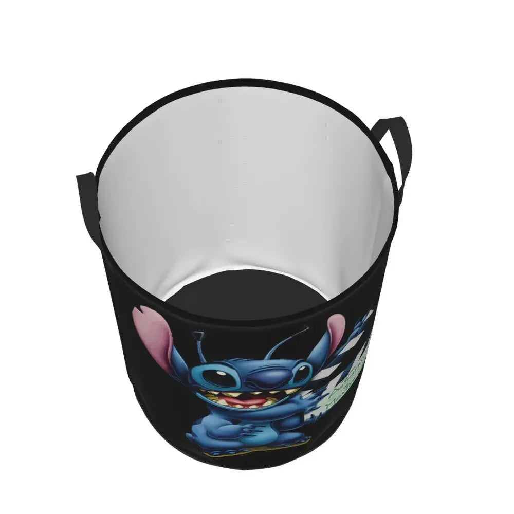 Customized SLilo And Stitch Cartoon Laundry Hamper Large Storage Basket Anime Kids Nursery Toy Organizer