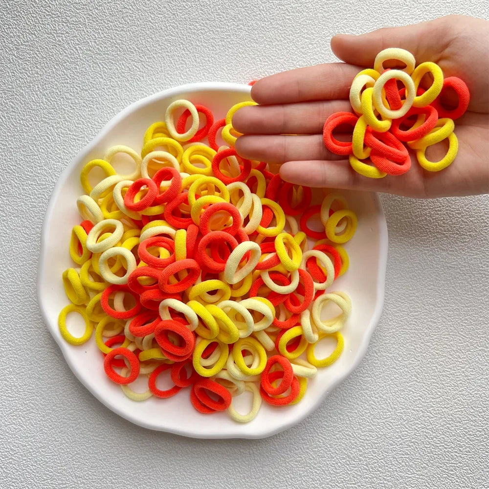 50/100/200PCS Colorful Basic Nylon Ealstic Hair Ties for Girls Ponytail Hold Scrunchie Rubber Band Kids Basic Hair Accessories