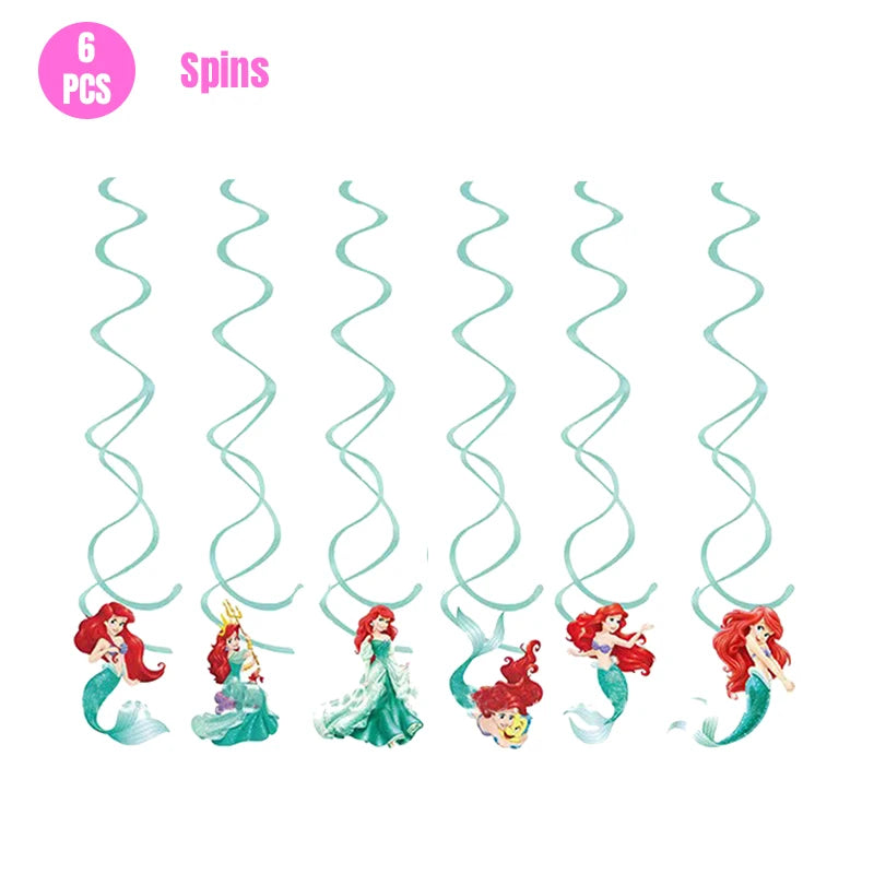 Mermaid Ariel Princess Birthday Party Decorations Disposable Tableware Plate Straw Cup Balloons Baby Shower Party Supplies