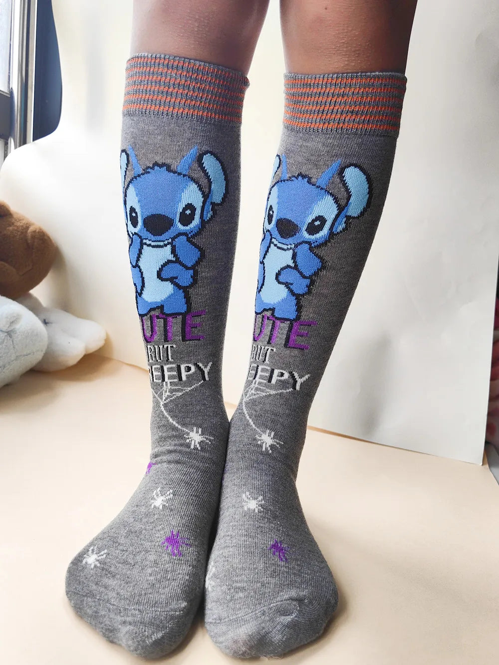 Diseny Stitch Cartoon Long Woman Socks Stitch Kawaii Men Socks Creative Skateboard socks Fashion knee-high Socks Size 37-45
