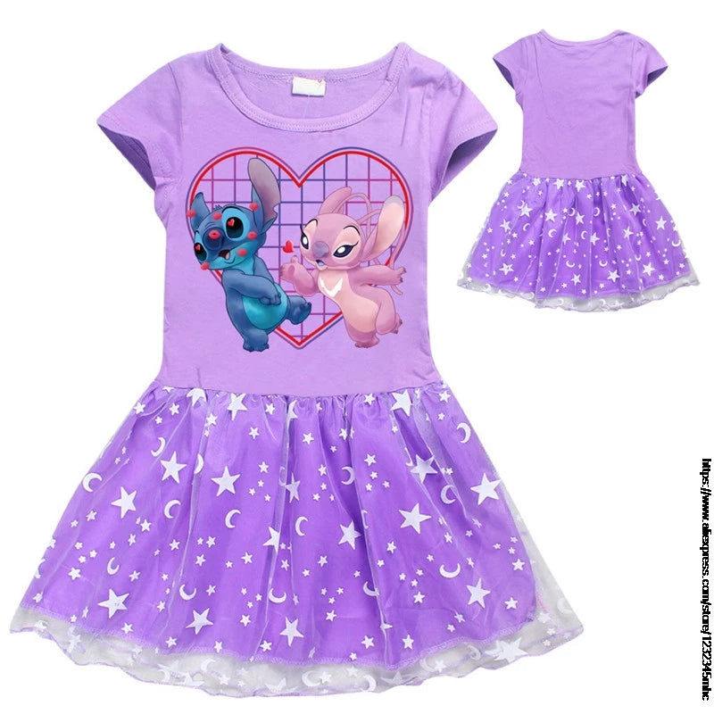 Girls Lilo And Stitch Dress Cotton Kids Dresses for Girls Party Clothes 3 To 10  Vestidos Toddler Costume Birthday Gift