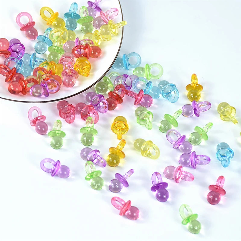 50pcs Mini Acrylic Blue Pink Pacifier Nipple Gender Reveal Table Scatter for Baby Shower Kids Birthday Party Decoration Supplies