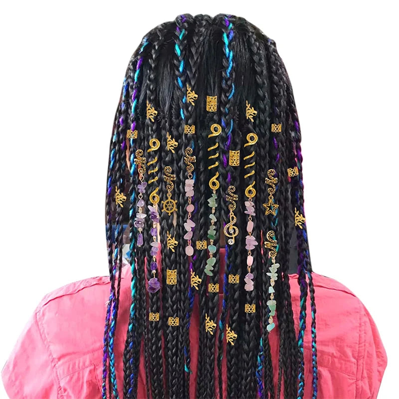 Spiral Charms Beads for Women Colored Crystal Stone Braids Barretts Hair Beads Jewelry Vintage Hairpin Dreadlock Accessories