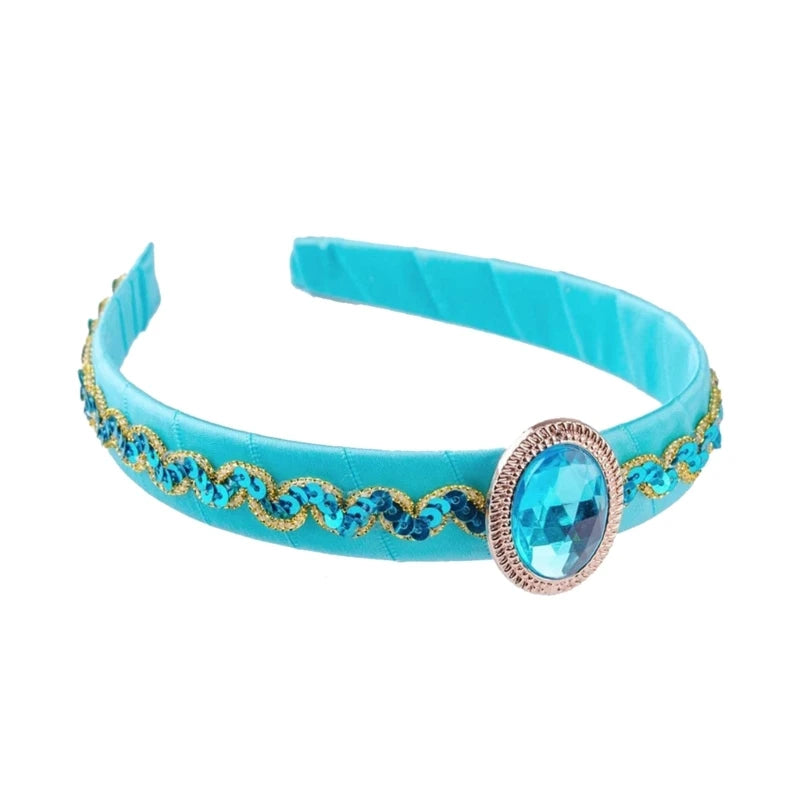 Girls Jasmine Headbands with Large Crystal Headwear Princess Arabian Hair Bands Arabian Princess Hair Bands Headpiece Wholesale