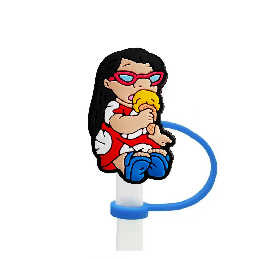 Cute Stitch Cartoon Silicone Straw Covers For Water Glass Bottle Drinking Dust Cap Straw Tips Cover Cup Accessories For 10mm