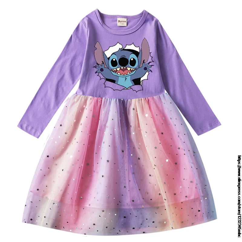 Spring Summer New Children Day Girl Dress Cosplay Costume For Lilo And Stitch Girl Lace Party Birthday Pincess Children Clothing