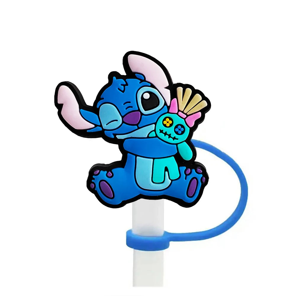 Cute Stitch Cartoon Silicone Straw Covers For Water Glass Bottle Drinking Dust Cap Straw Tips Cover Cup Accessories For 10mm