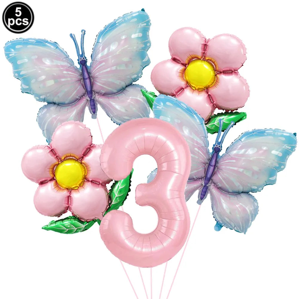 5pcs Colorful Butterfly Foil Balloons Butterfly Balloons Butterfly Themed Balloon Girl Party Birthday Wedding Baby Shower Decors