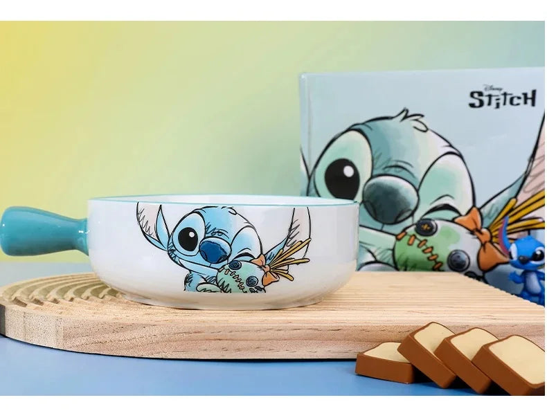 Stitch Salad Bowl Dinner Plates Household Ceramic Plate Cute Styling Rice Bowl Resistant Tableware Kid Water Cup Coffee Mug Gift