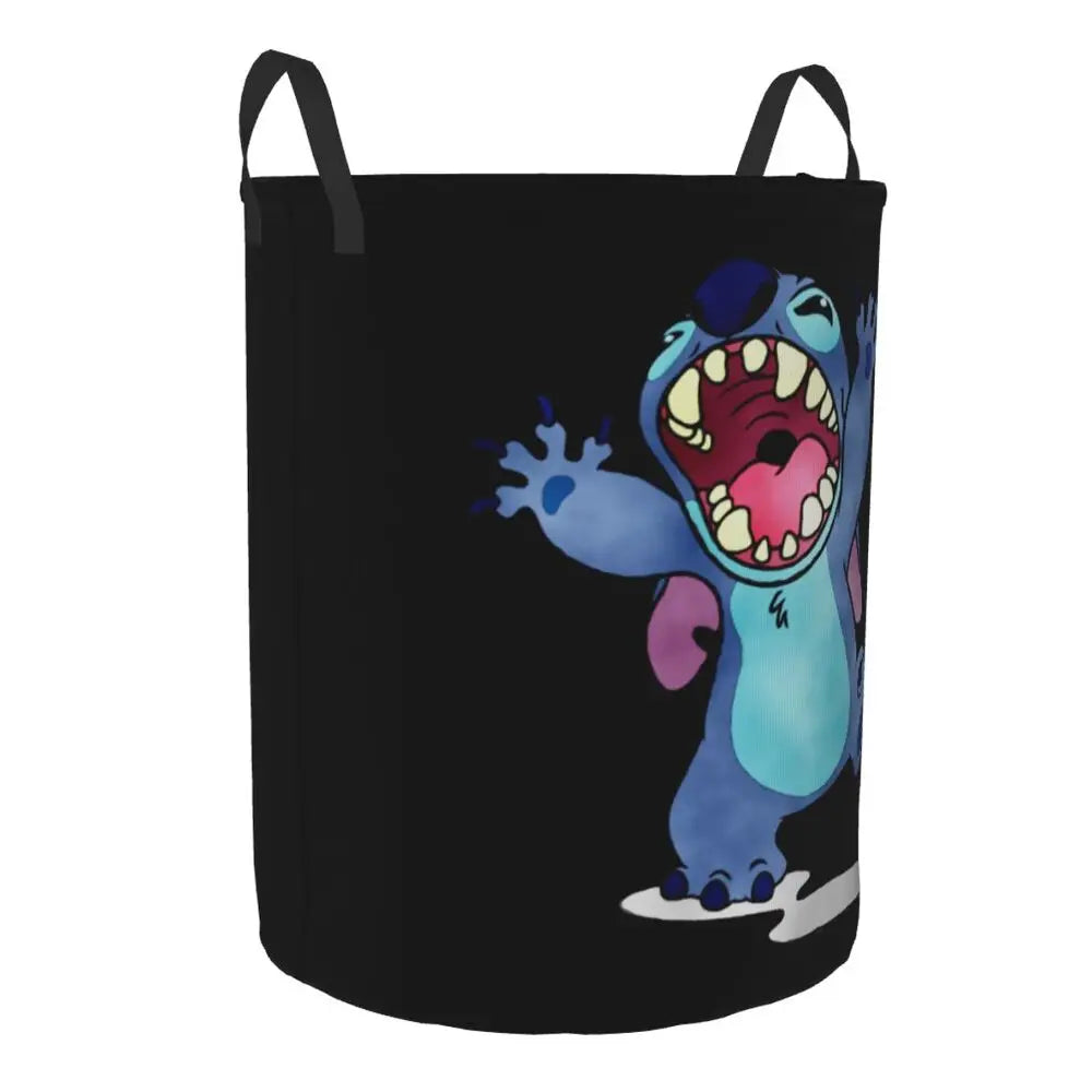 Customized SLilo And Stitch Cartoon Laundry Hamper Large Storage Basket Anime Kids Nursery Toy Organizer