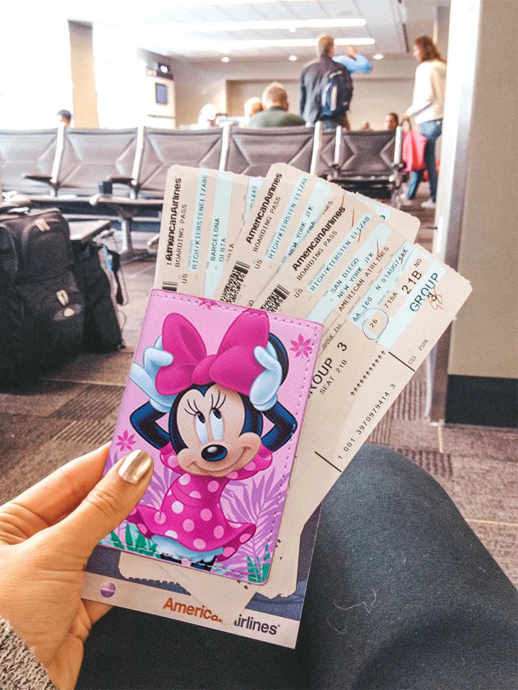 Lovely Minnie Passport Cover for Girls Travel Passport Case Leather Red Cute Passport Wallet Purse Kids Passport Holder