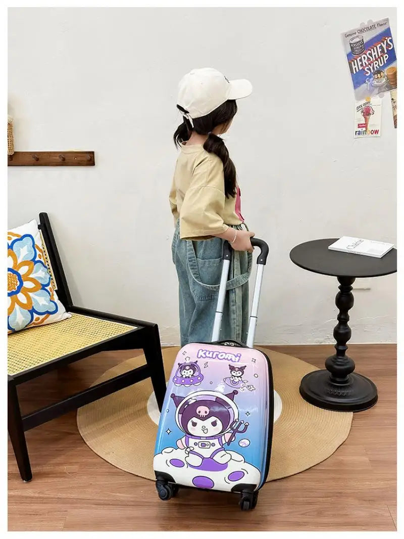 New 18-Inch Suitcase Kawaii Kuromi Kids Trolley Case Student Cartoon Luggage Girls Travel Portable Boarding Case Kids Toys Gift