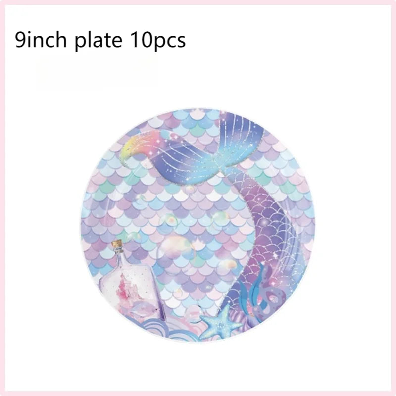 Mermaid Birthday Party Decorations Mermaid Theme Tableware Hanging Banner Candy Box Banner Party Decoration Supplies For Kids