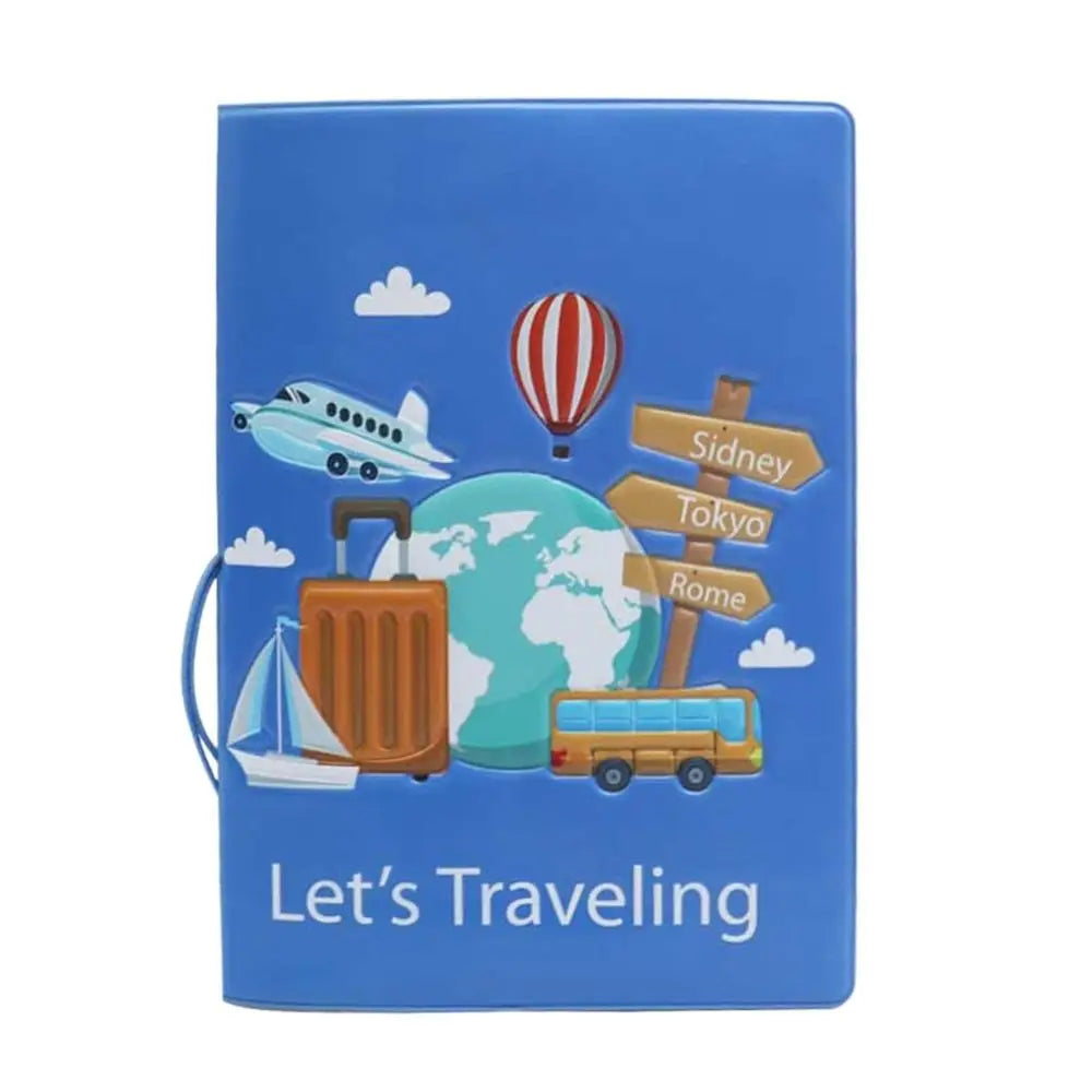 Gift Cartoon Girl Passport Cover PU Waterproof Certificate Protective Sheath Card Holder Multi-function ID Card Holder Unisex
