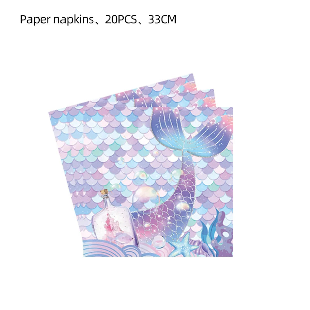 Mermaid Princes Birthday Party Decorations Disposable Tableware Gif Bag Foil Balloon Backdrop Decor Baby Shower Party Supplies