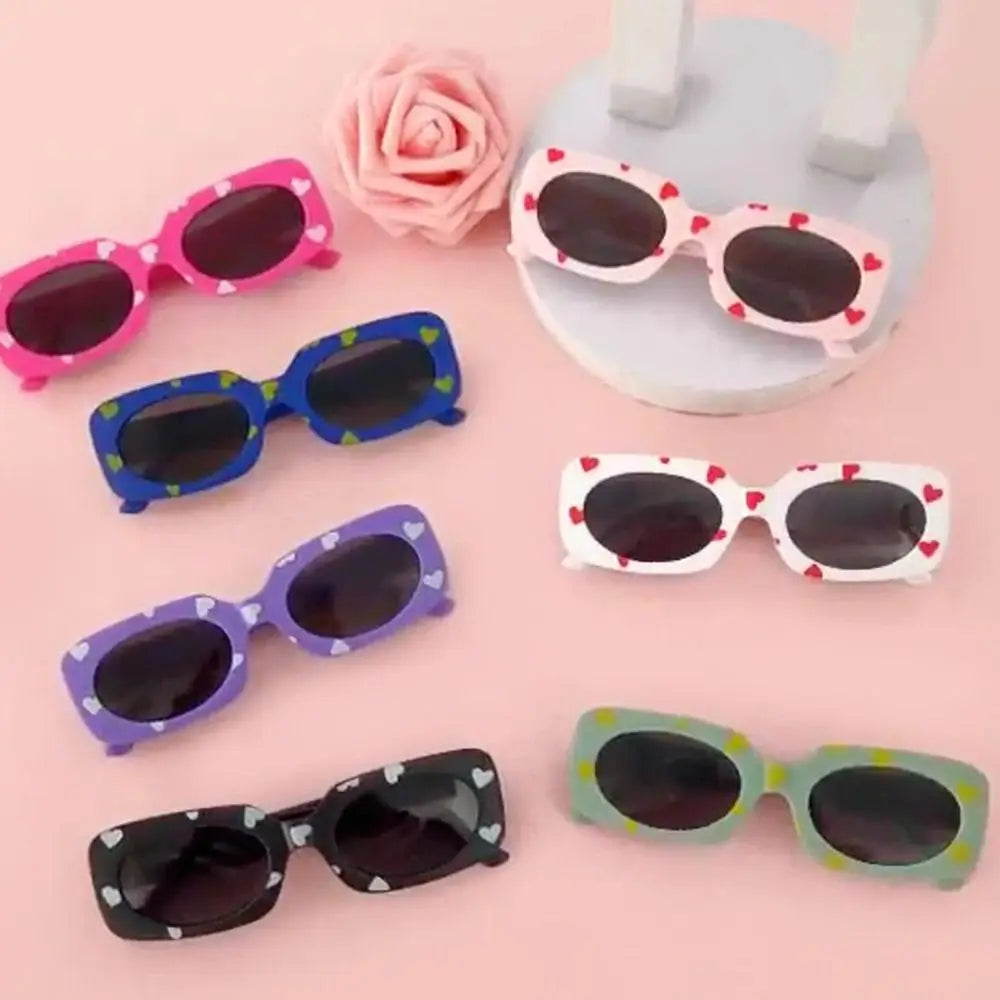 UV400 Heart Print Children Sunglasses Cute 2-8 Years Sun Protection Eyewear Kids Rectangular Sun Glasses