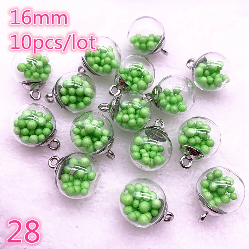 New 16mm Colorful Transparent Ball Glass Star/Round Charms Pendant Find Hair Accessories Jewelry Charms Earring