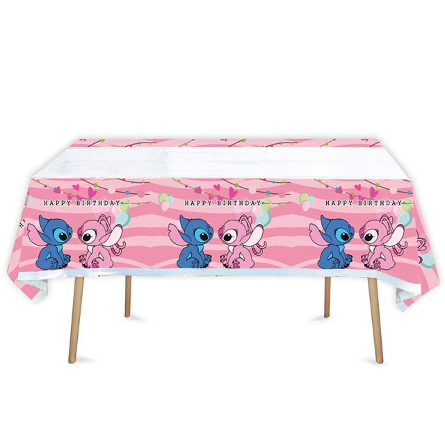 Lilo & Stitch Birthday Decorations Pink Girls Paper Cups Plates Napkins Cake Topper Tableware Set Balloons Decor Party Supplies