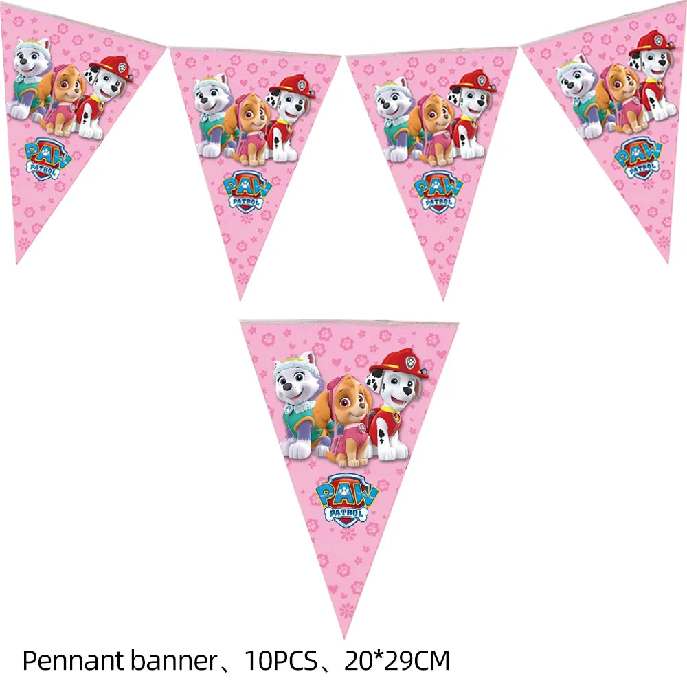 New Paw Patrol Birthday Decoration Dogs Skye Disposable Tableware Cup Plate Tablecloth Baby Shower Kids Girl Boy Party Supplies